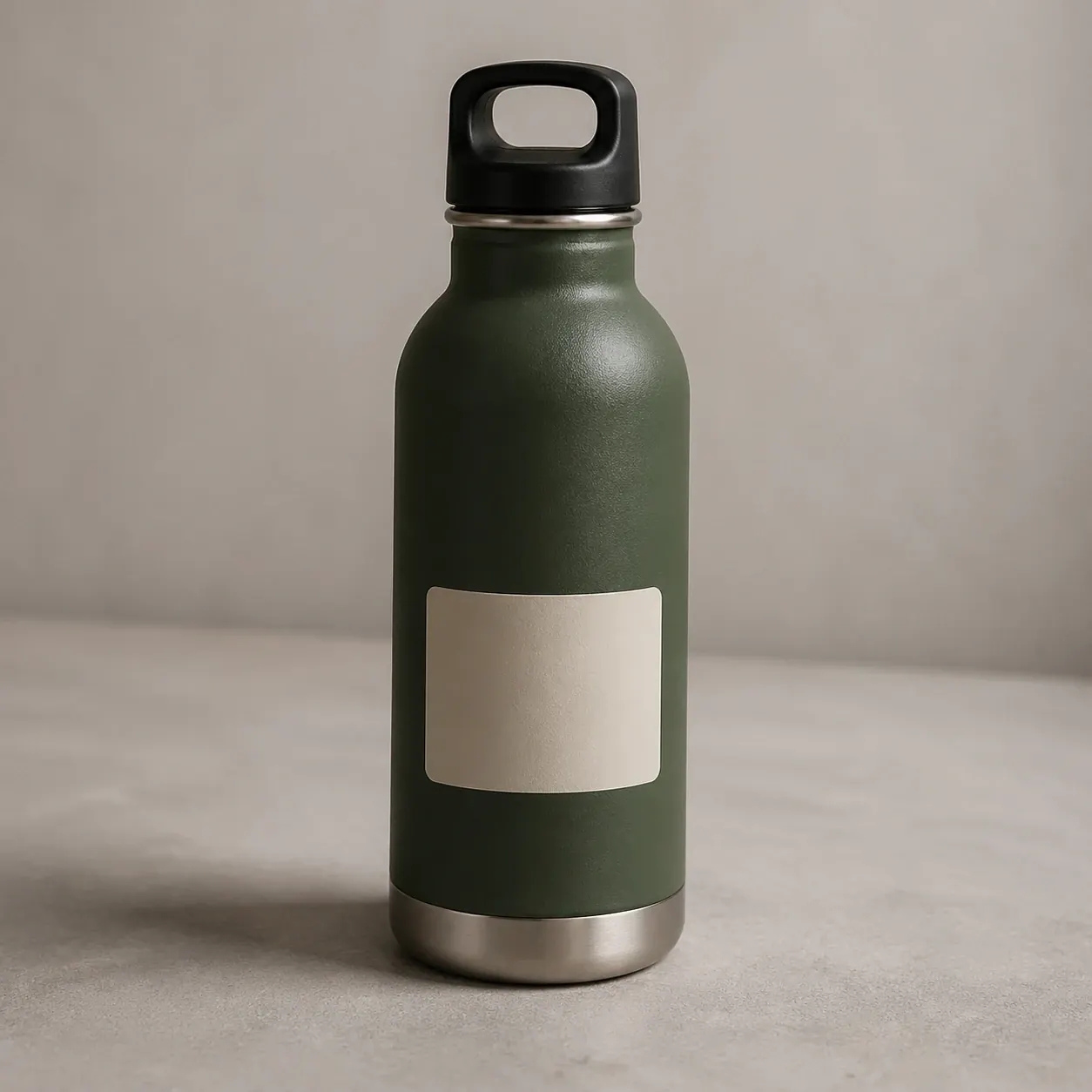 After image showing the reusable bottle with cable removed and glare reduced while preserving product geometry.