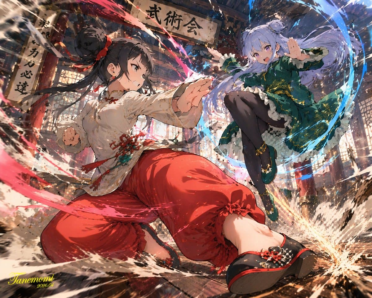 Anime Martial Arts Battle Illustration generated image example
