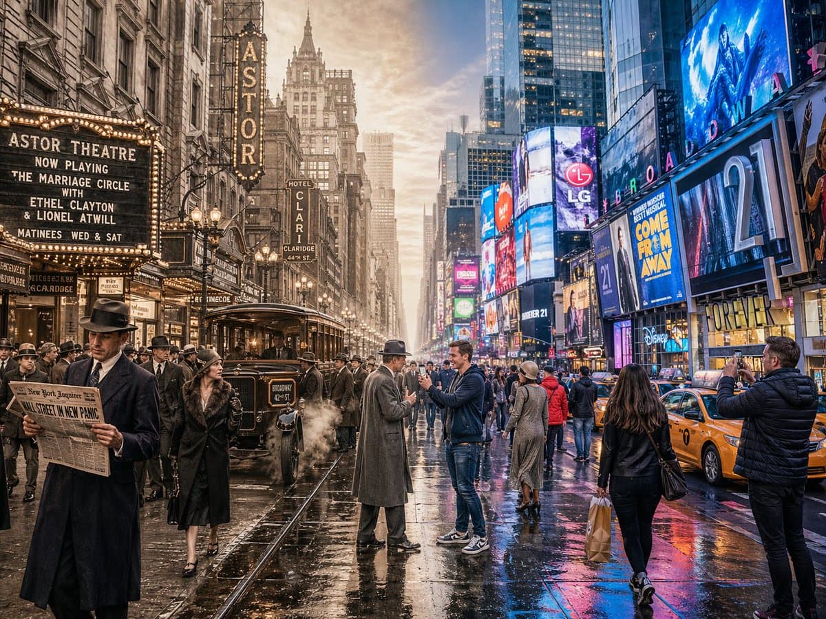 Social Media Post - Split-Screen Time Travel Scene generated image example