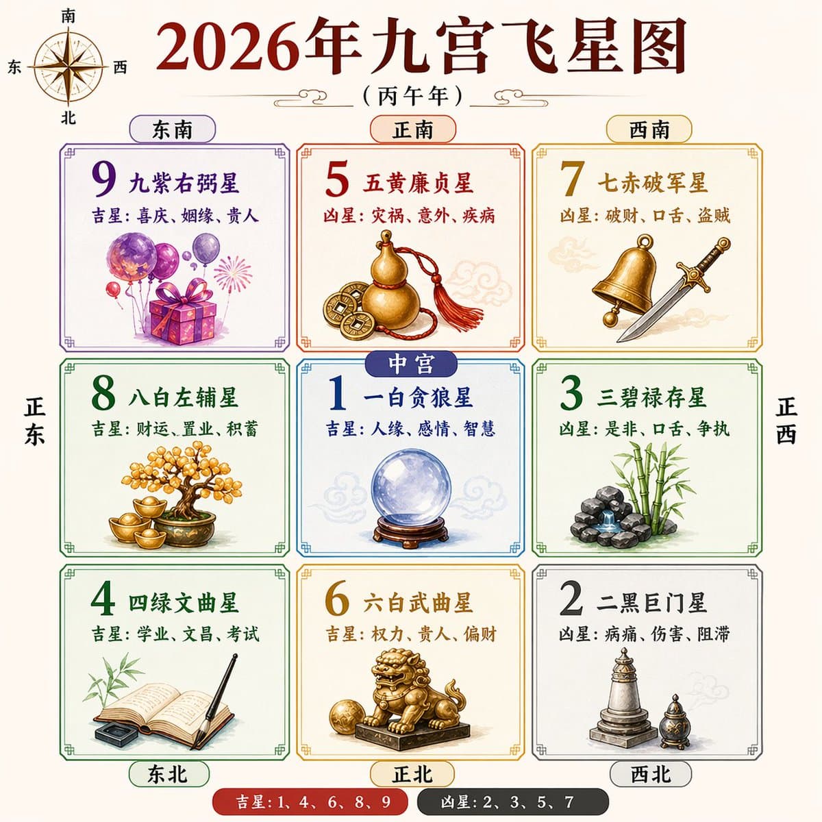 Infographic / Edu Visual - 2026 Nine Palaces Flying Star Chart generated image example