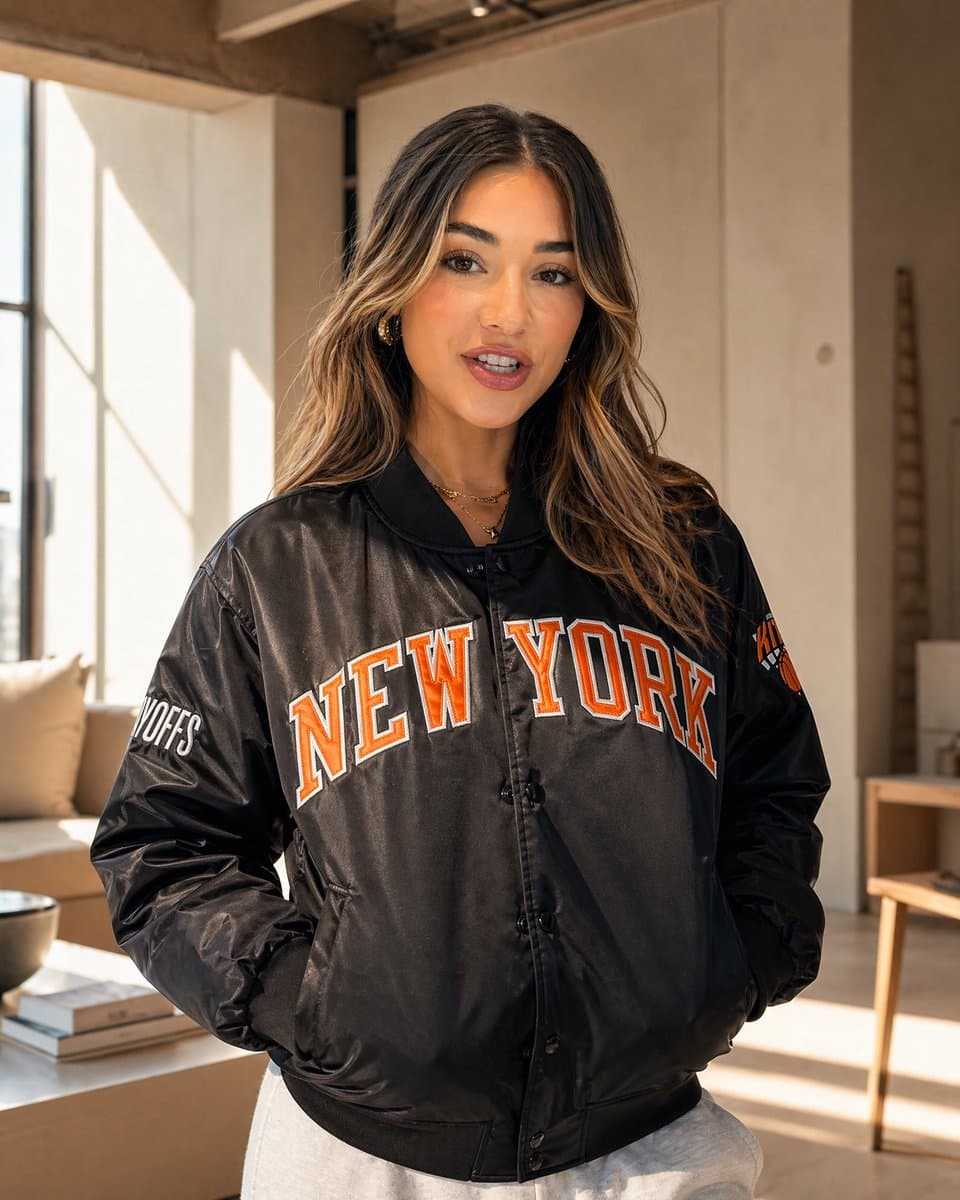 Social Media Post - Sunlit Streetwear Jacket Portrait generated image example