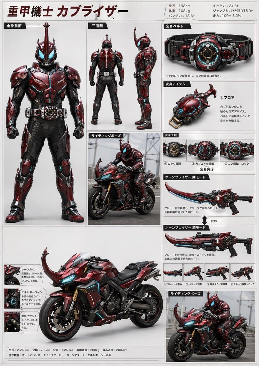 Comic / Storyboard - Tokusatsu Hero Reference Sheet generated image example