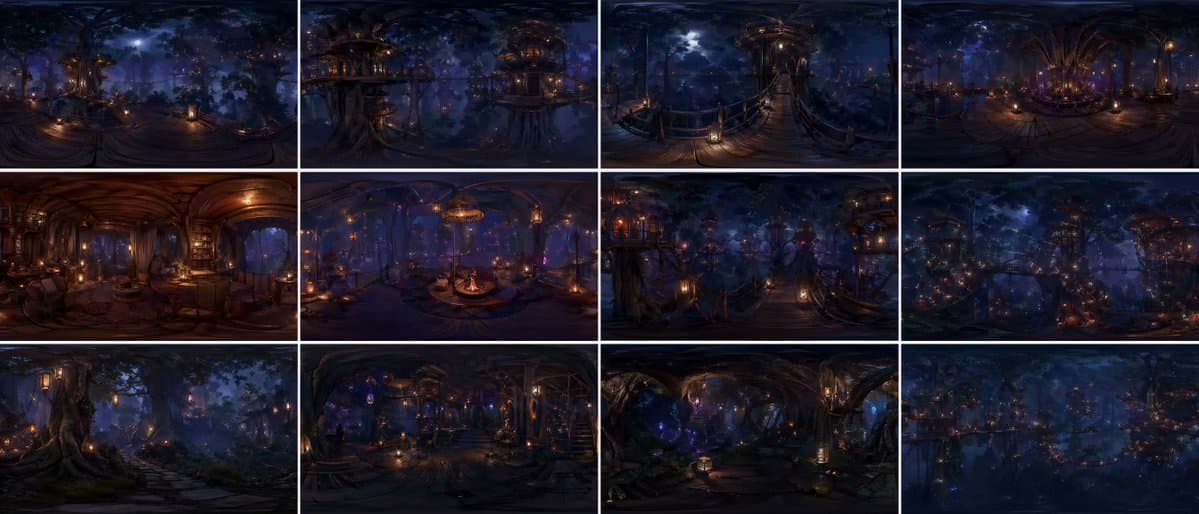 Game Asset - 360-Degree Forest World Panorama Grid generated image example