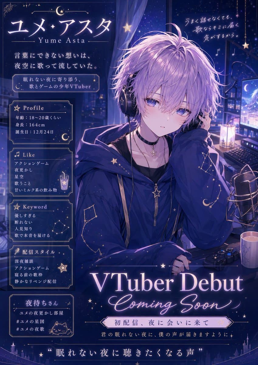 Social Media Post - VTuber Debut Poster from Character Sheet generated image example