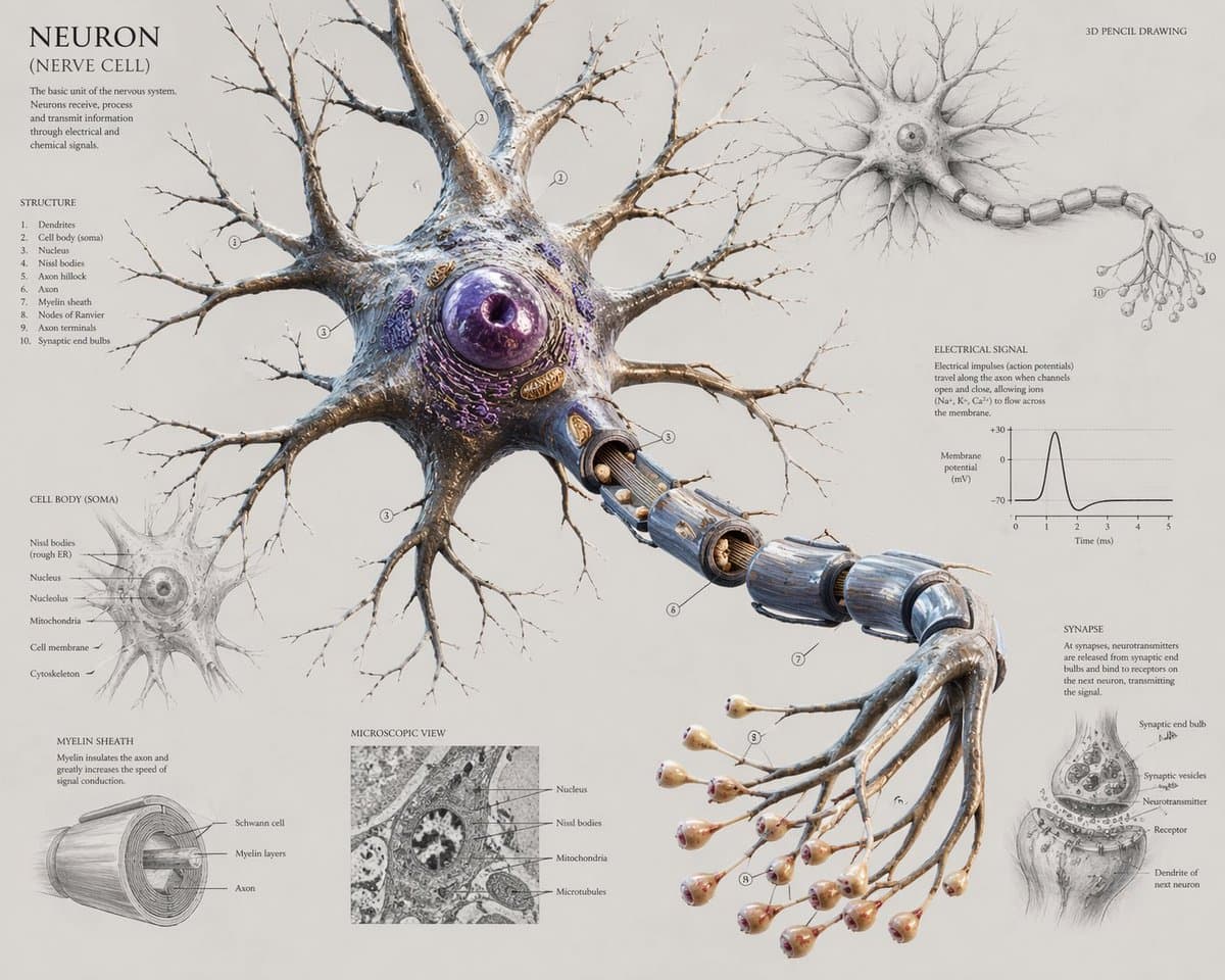 Infographic / Edu Visual - Scientific Neuron Anatomy Poster generated image example