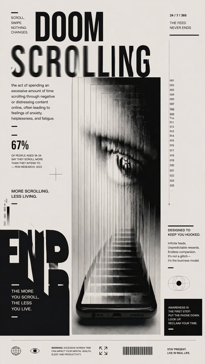 Infographic / Edu Visual - Doomscrolling Editorial Poster generated image example