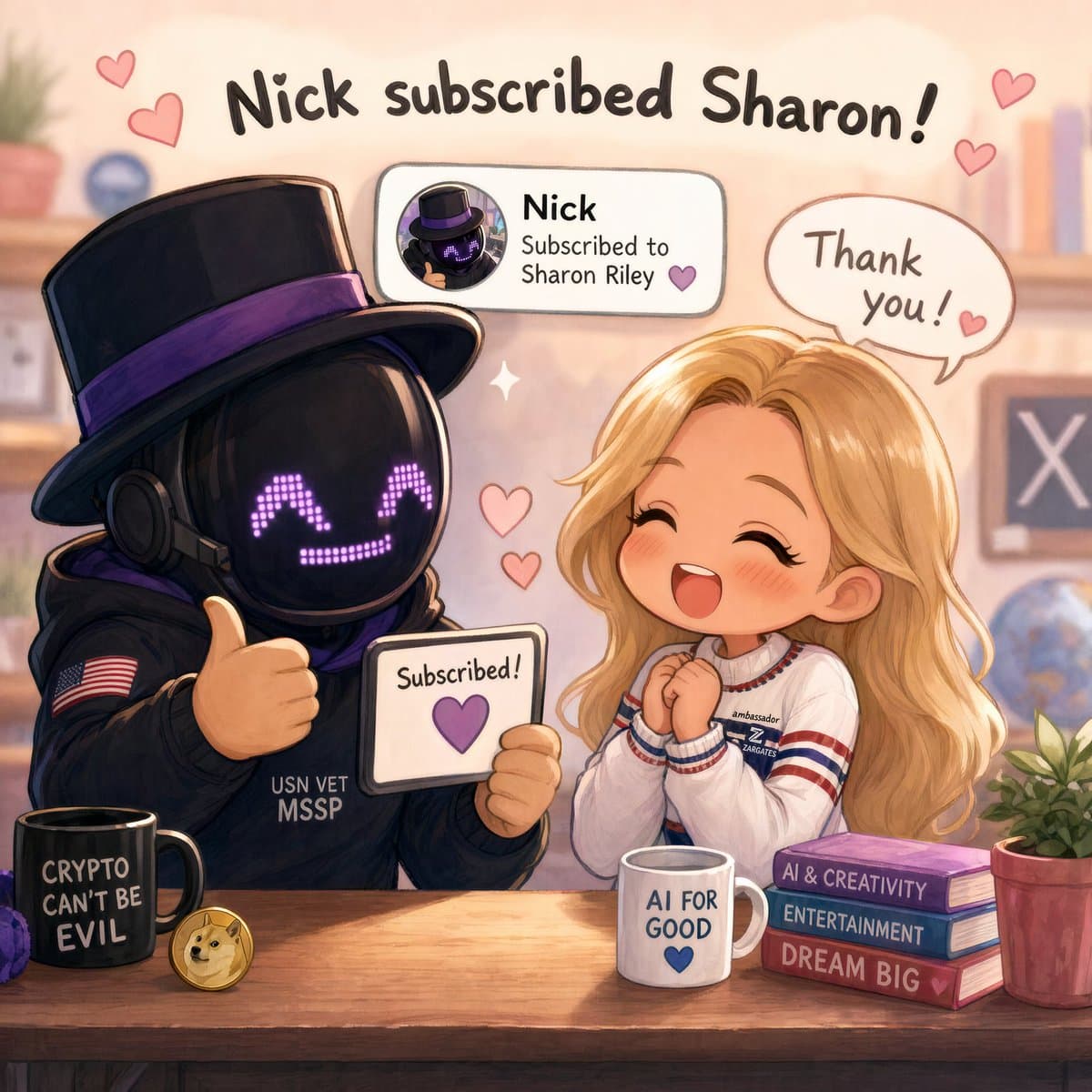 Profile / Avatar - Cute Subscription Celebration Illustration generated image example