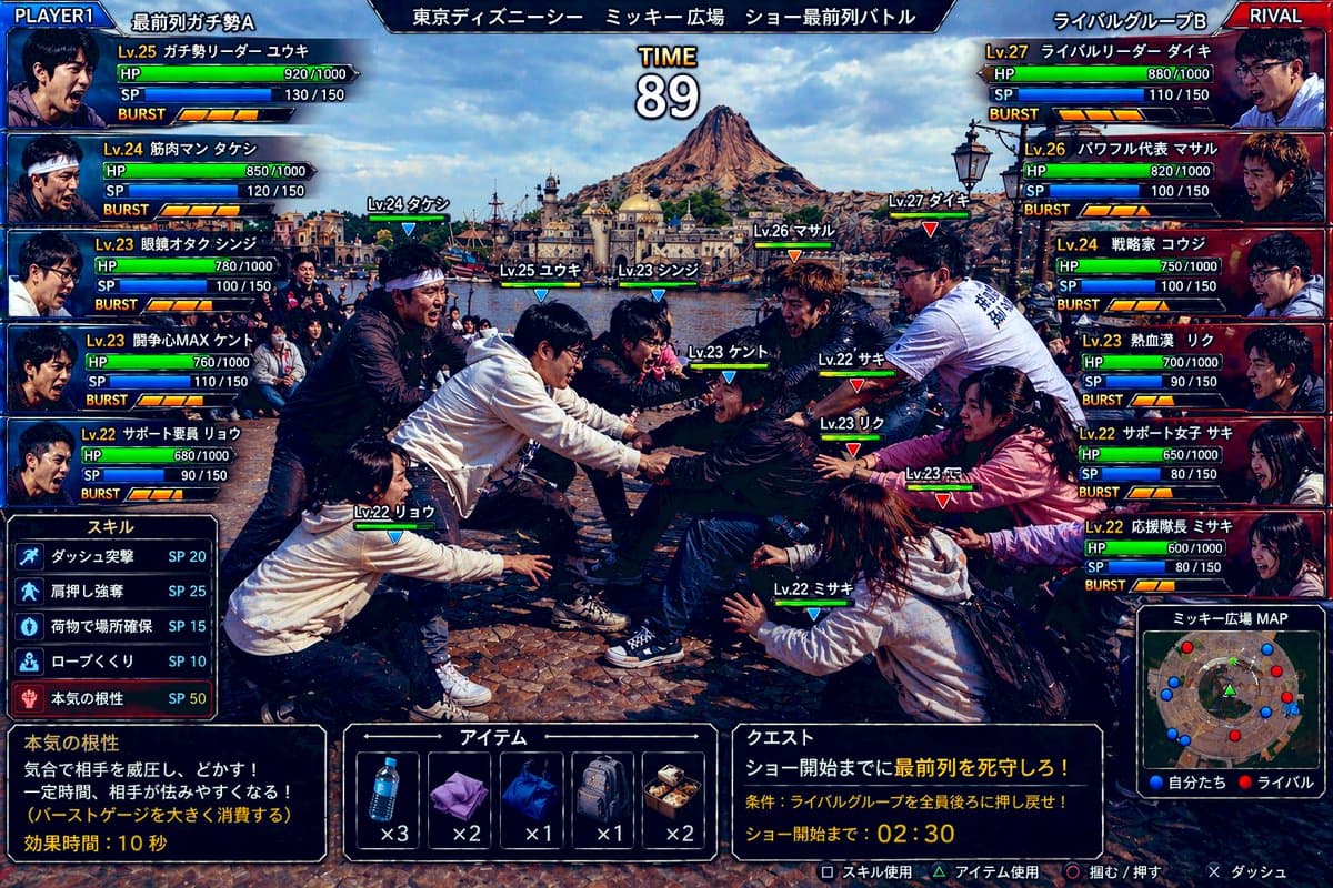 YouTube Thumbnail - Tokyo DisneySea Front-Row Battle UI generated image example