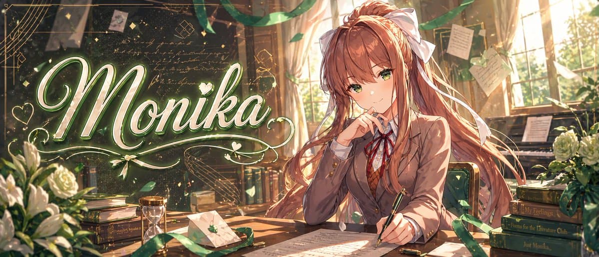 YouTube Thumbnail - Monika Anime Banner Illustration generated image example