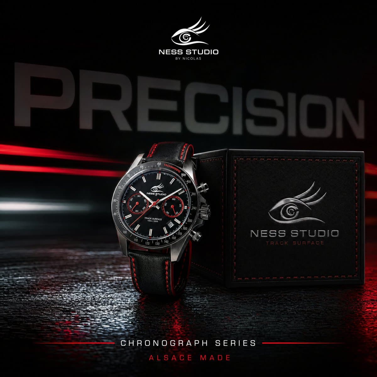 E-commerce Main Image - Luxury Chronograph Watch Ad generated image example
