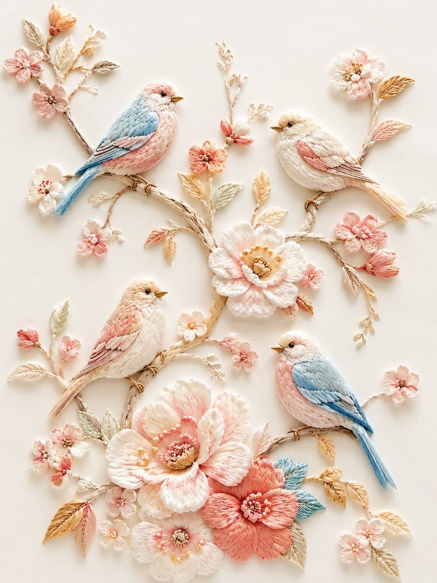 Product Marketing - Exquisite Relief Embroidery Illustration generated image example