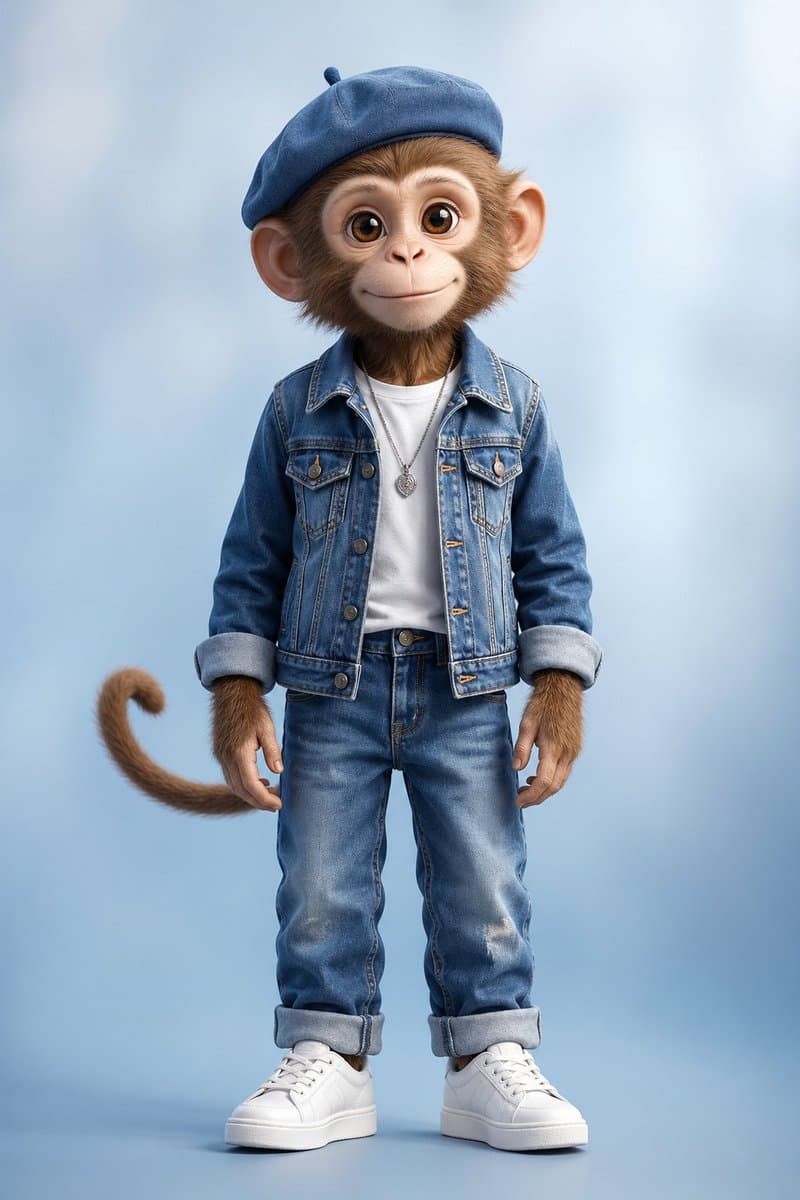 Profile / Avatar - Censored Monkey Kid in Denim generated image example