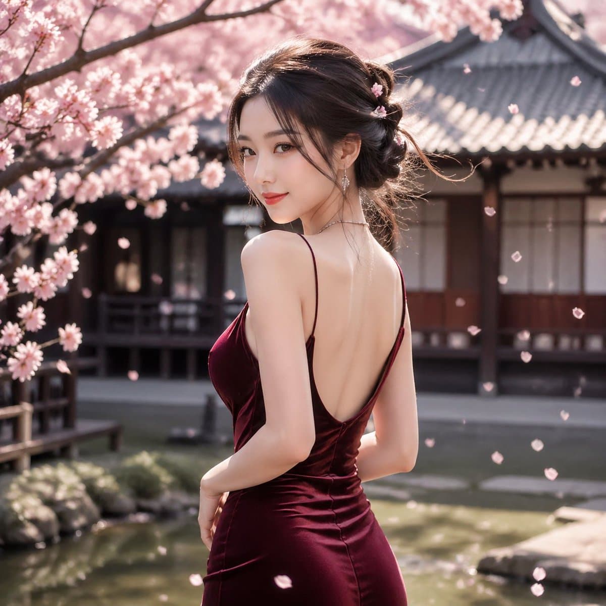Profile / Avatar - Cherry Blossom Garden Evening Portrait generated image example