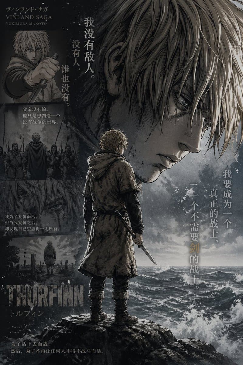 Comic / Storyboard - Vinland Saga Thorfinn Storm Poster generated image example