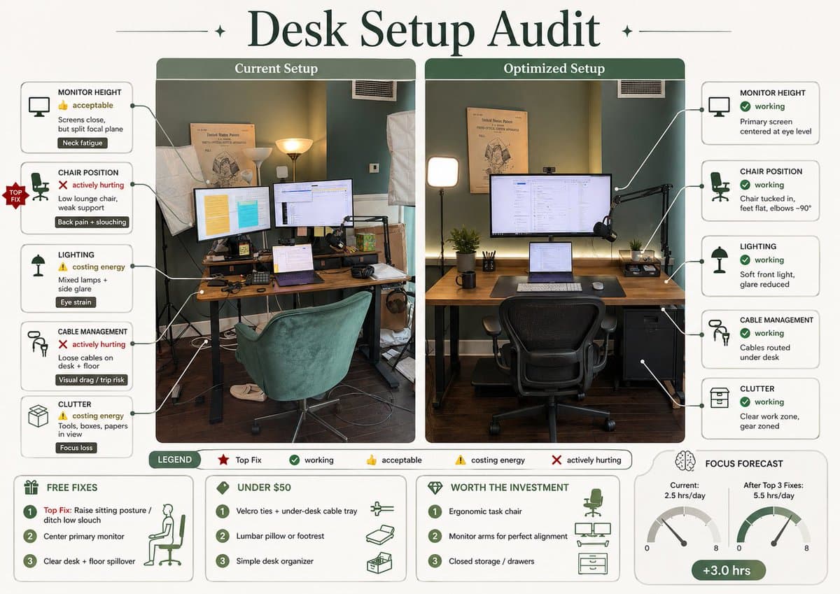 Infographic / Edu Visual - Desk Setup Audit Infographic generated image example