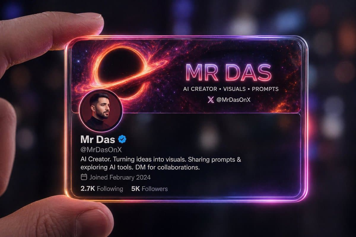 Profile / Avatar - Futuristic Glass Profile ID Card generated image example
