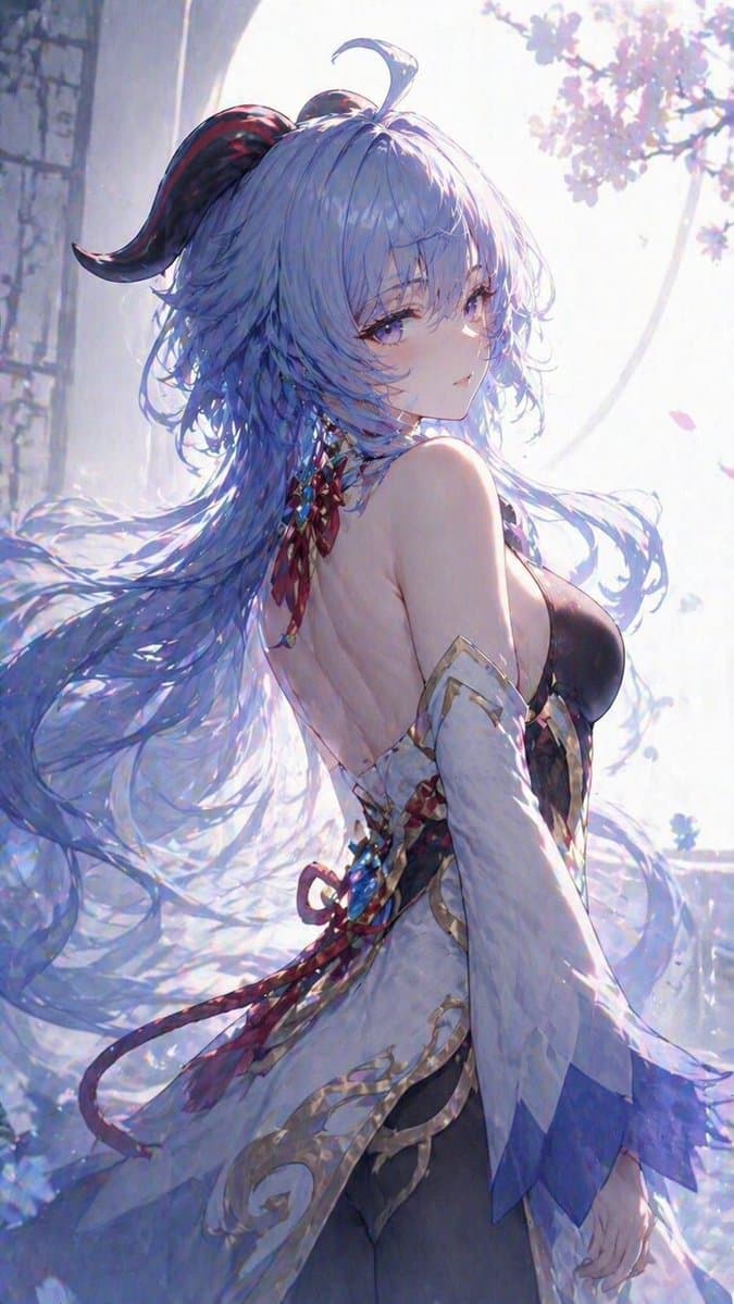 Profile / Avatar - Ethereal Blue-Haired Fantasy Portrait generated image example