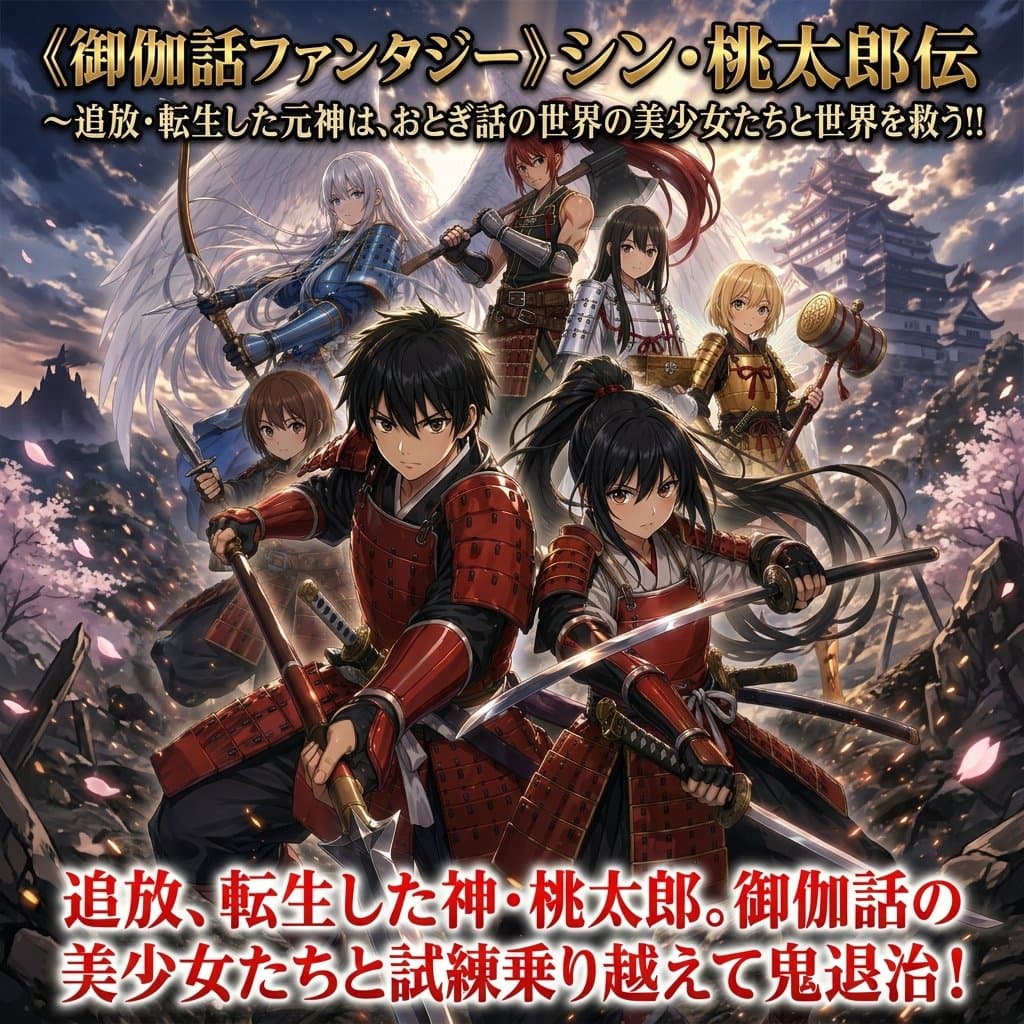 Comic / Storyboard - Epic Momotaro Fantasy Cover generated image example
