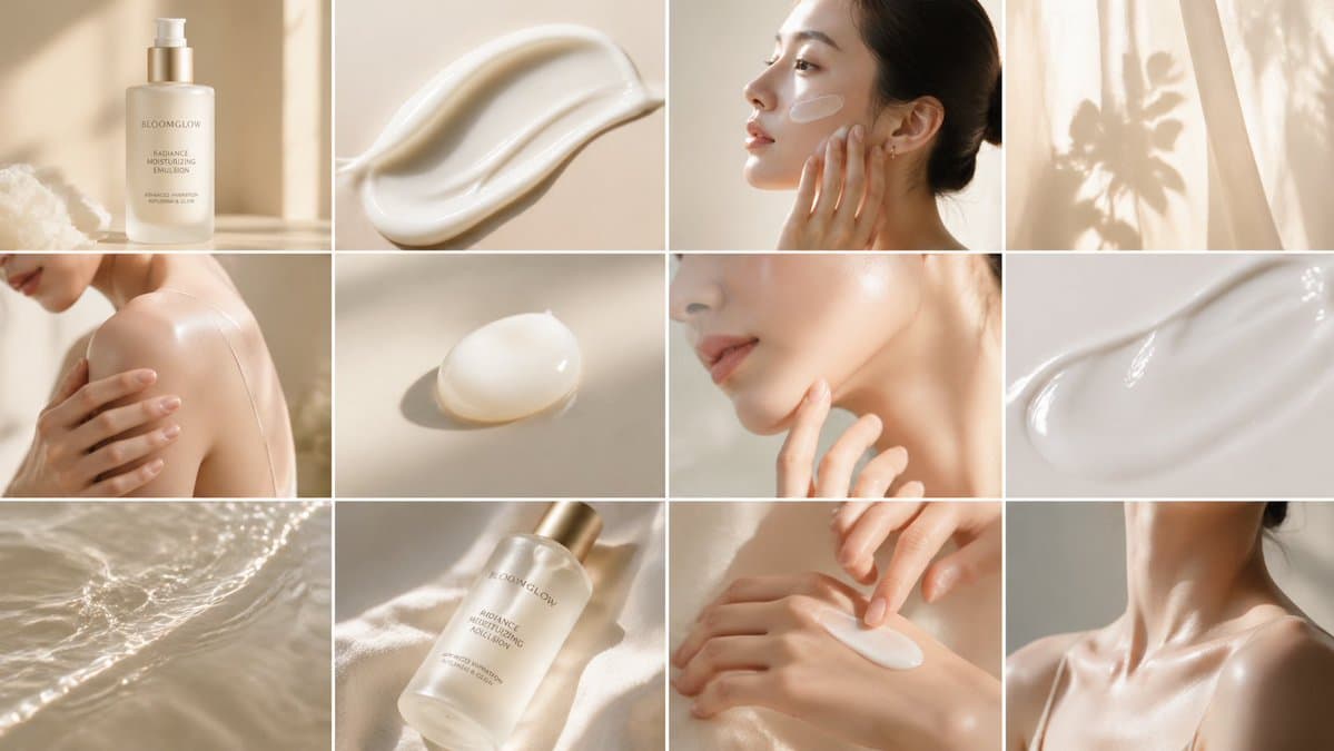 E-commerce Main Image - Luxury Skincare Editorial Grid generated image example