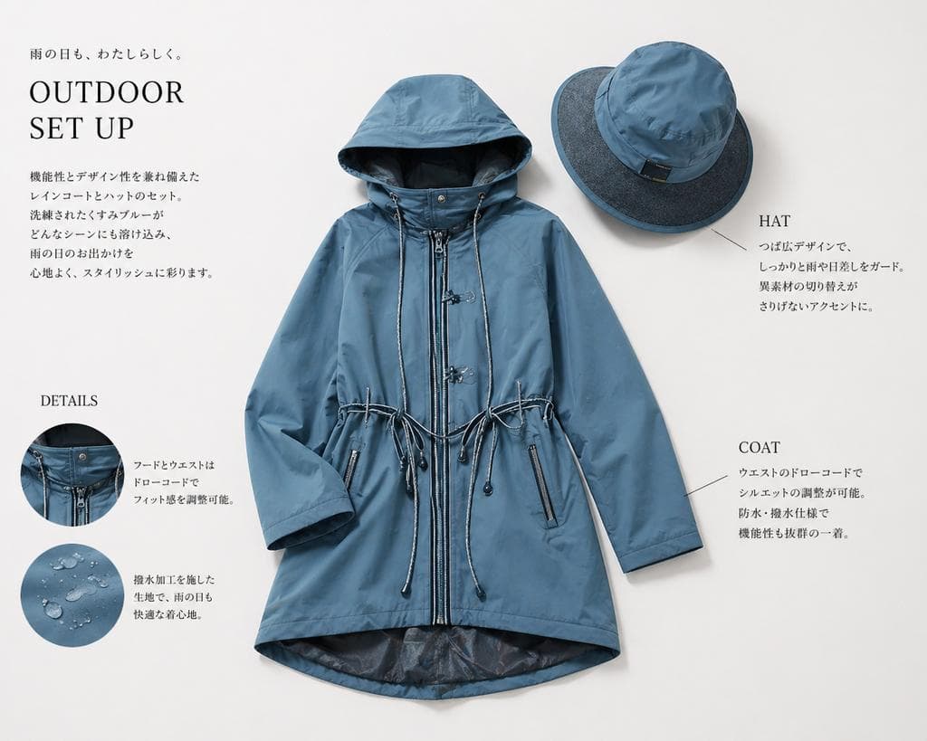 E-commerce Main Image - Japanese Rainwear Catalog Layout generated image example