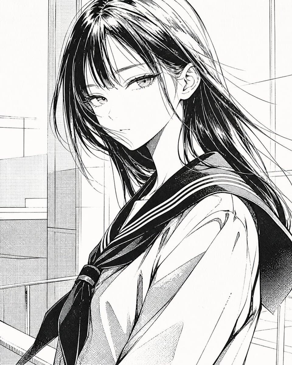 Comic / Storyboard - Censored Manga Schoolgirl Portrait generated image example