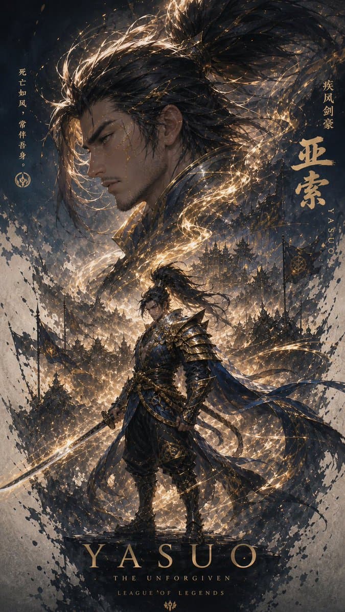 Comic / Storyboard - Epic Yasuo Fantasy Poster generated image example