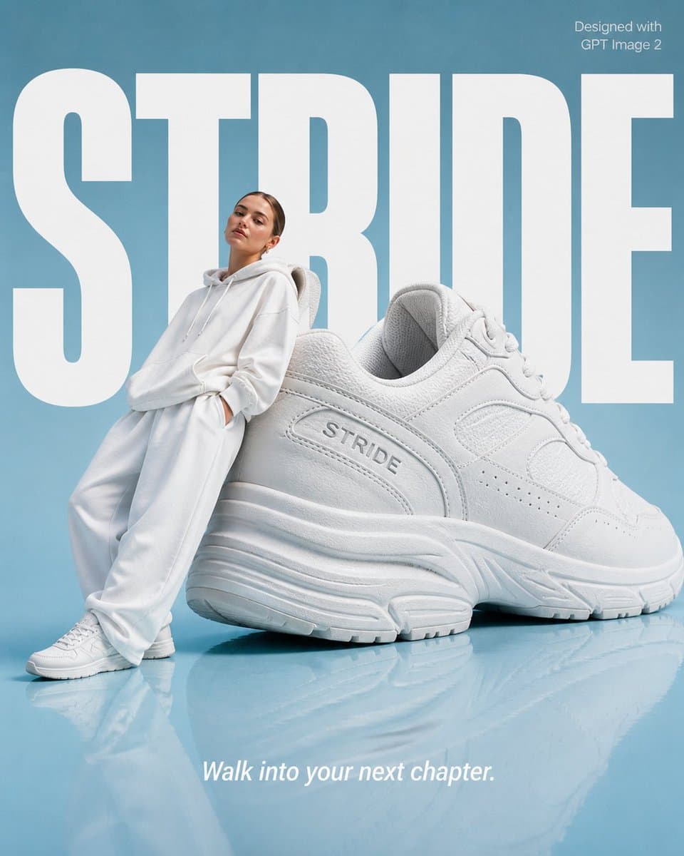 Product Marketing - High-End Fashion 'Stride' Poster generated image example