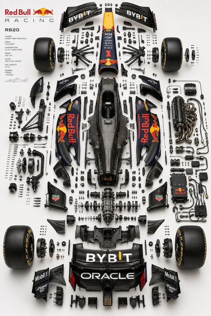 Infographic / Edu Visual - Luxury Automotive Exploded Diagram generated image example