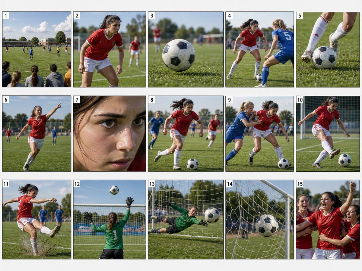 Comic / Storyboard - Realistic Sports Storyboard Layout generated image example
