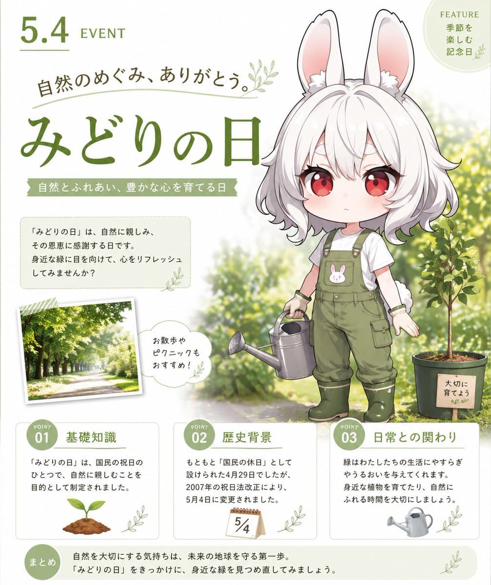 Infographic / Edu Visual - Greenery Day Chibi Infographic generated image example