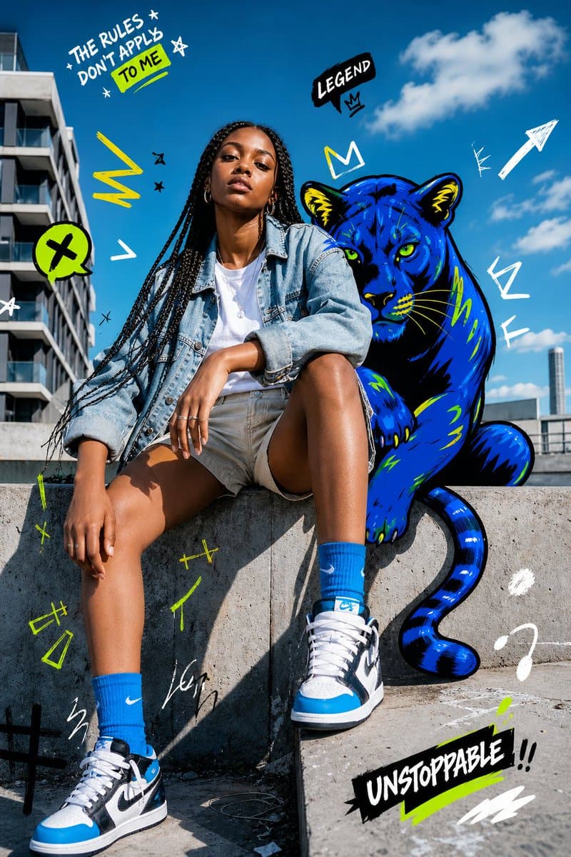 Social Media Post - Street Fashion Panther Graffiti generated image example