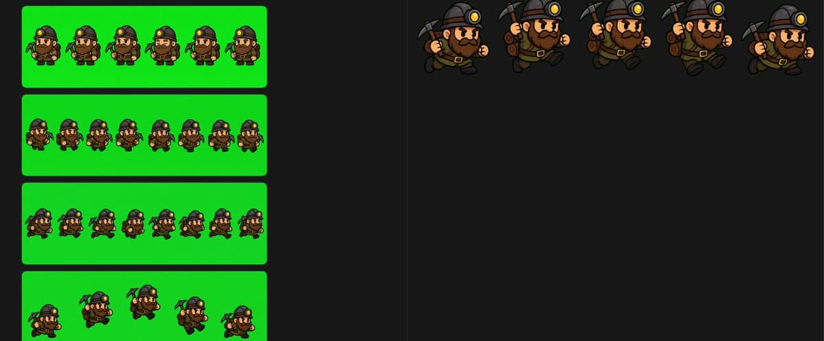 Comic / Storyboard - Chibi Miner Game Sprite Sheet generated image example