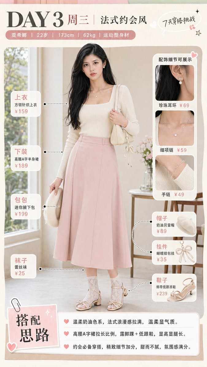 Infographic / Edu Visual - French Date Outfit Infographic generated image example