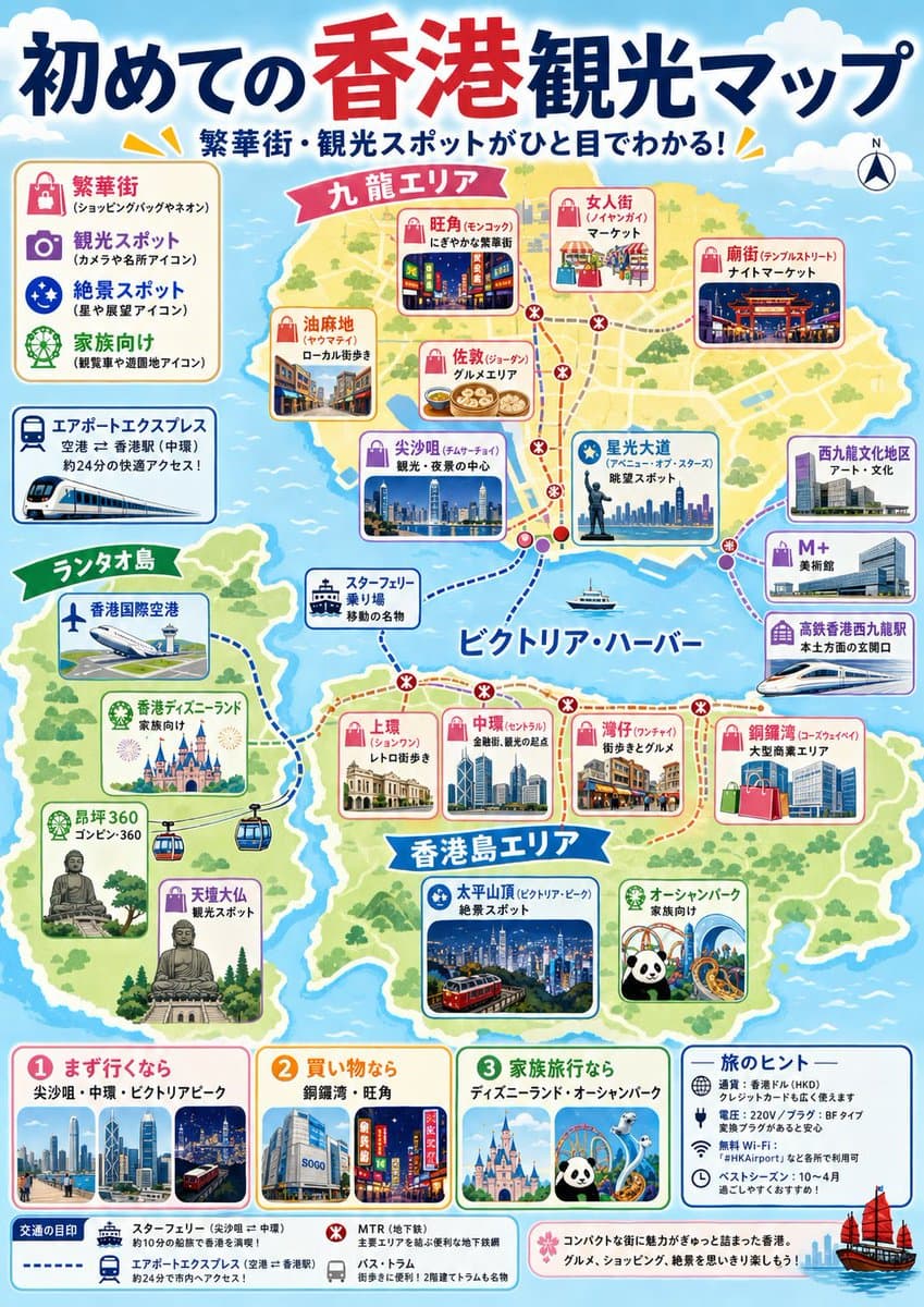 Infographic / Edu Visual - Japanese Hong Kong Tourist Map generated image example
