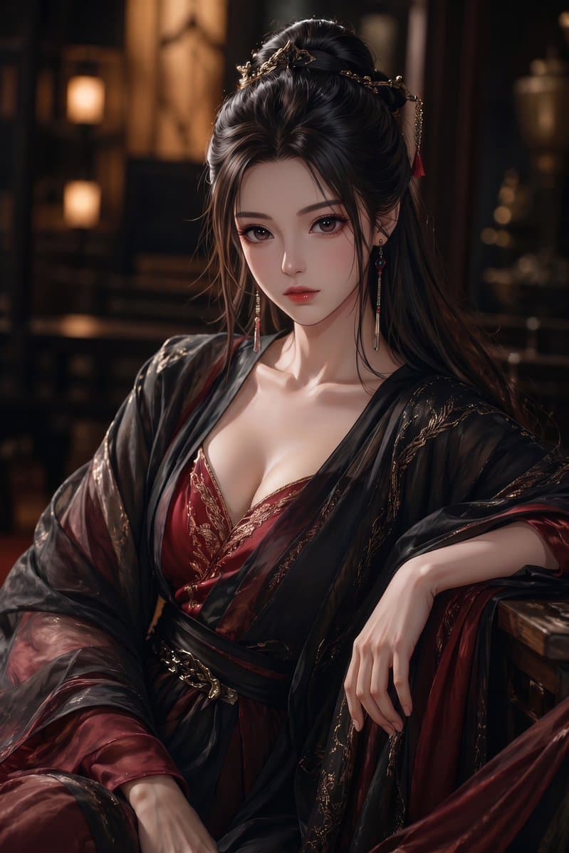 Comic / Storyboard - Elegant Wuxia Noblewoman Portrait generated image example