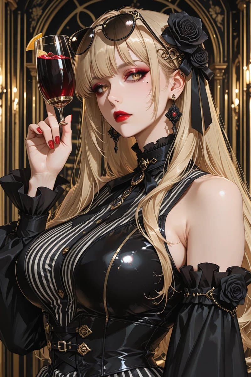 Profile / Avatar - Gothic Blonde Wine Portrait generated image example
