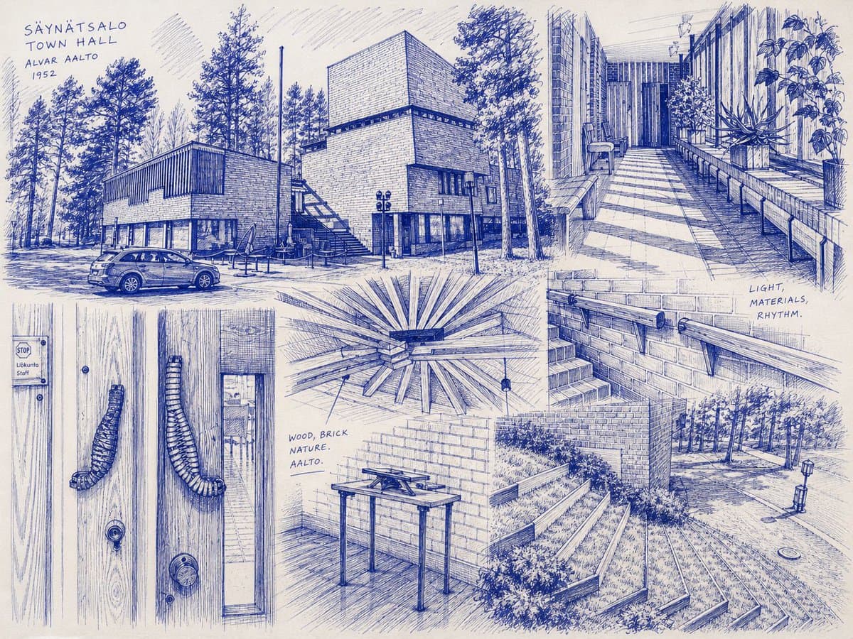 Infographic / Edu Visual - Säynätsalo Town Hall Sketchbook generated image example