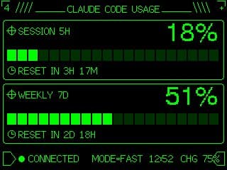 Infographic / Edu Visual - Retro Claude Code Usage Gauge generated image example