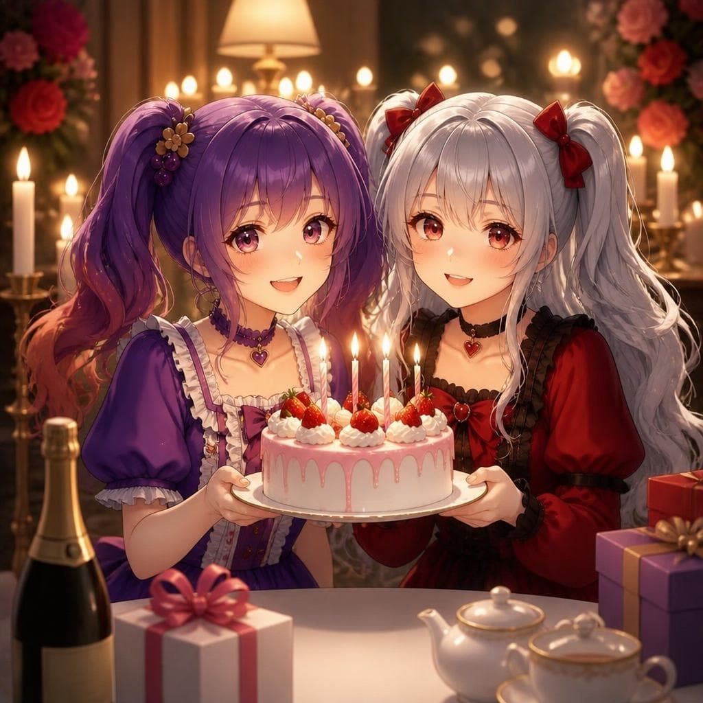 Social Media Post - Candlelit Anime Birthday Twins generated image example