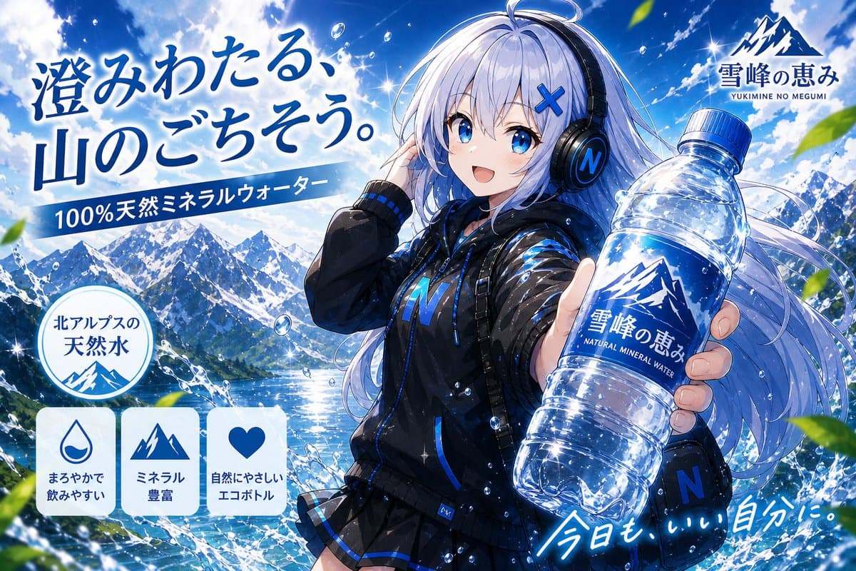 Product Marketing - Anime Mineral Water Commercial Poster generated image example