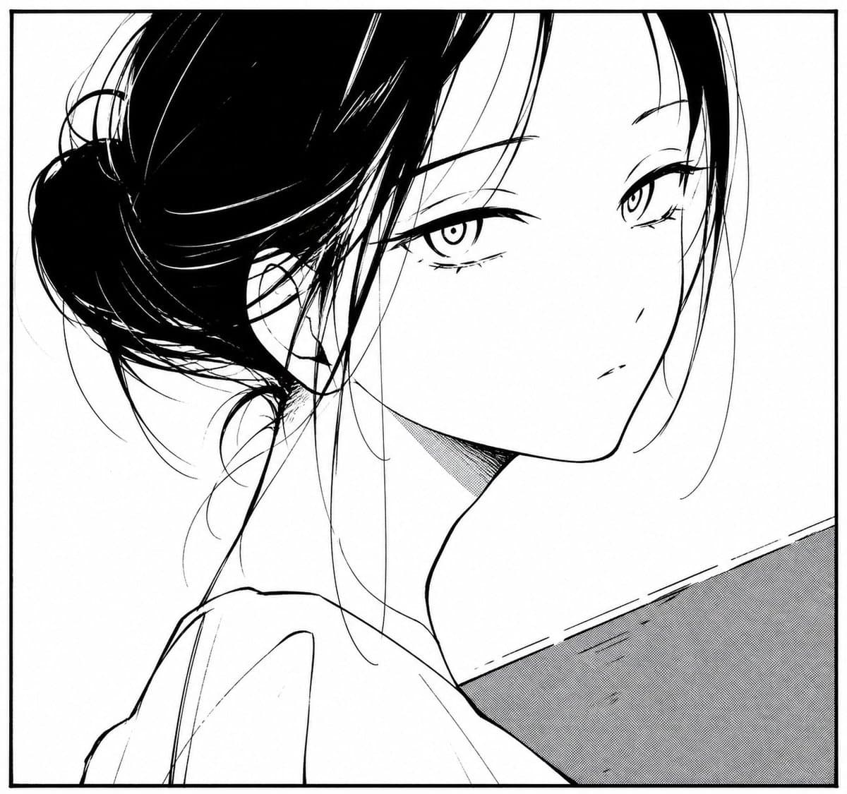 Comic / Storyboard - Monochrome Manga Woman Portrait generated image example