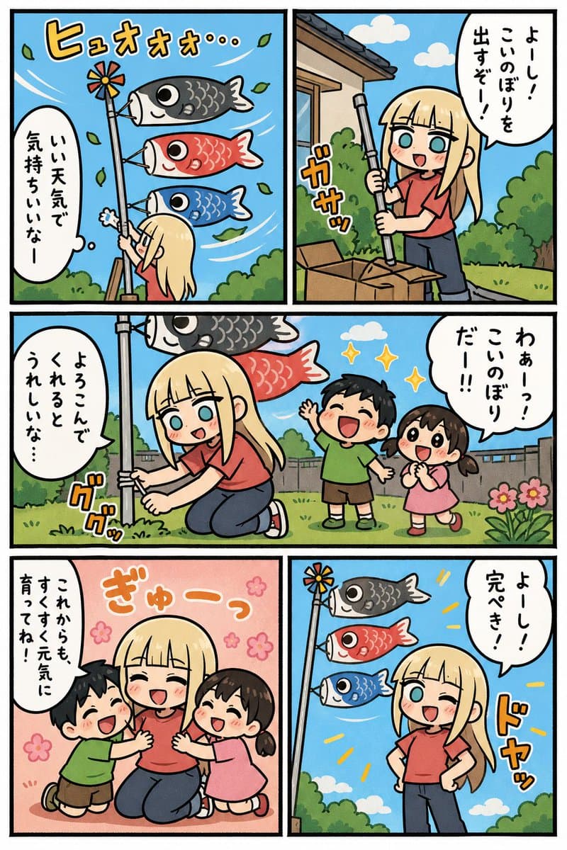 Comic / Storyboard - Koinobori Family Manga Page generated image example