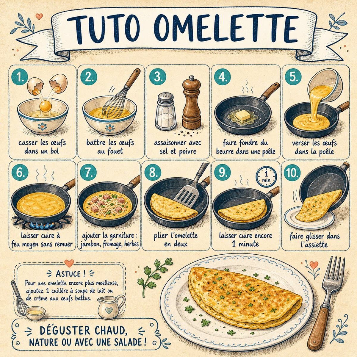 Infographic / Edu Visual - French Omelette Tutorial Poster generated image example