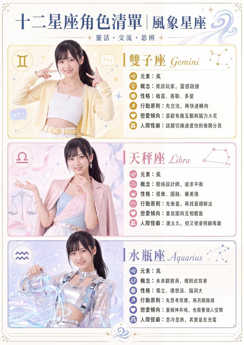 Air Sign Zodiac Character Poster generated image example
