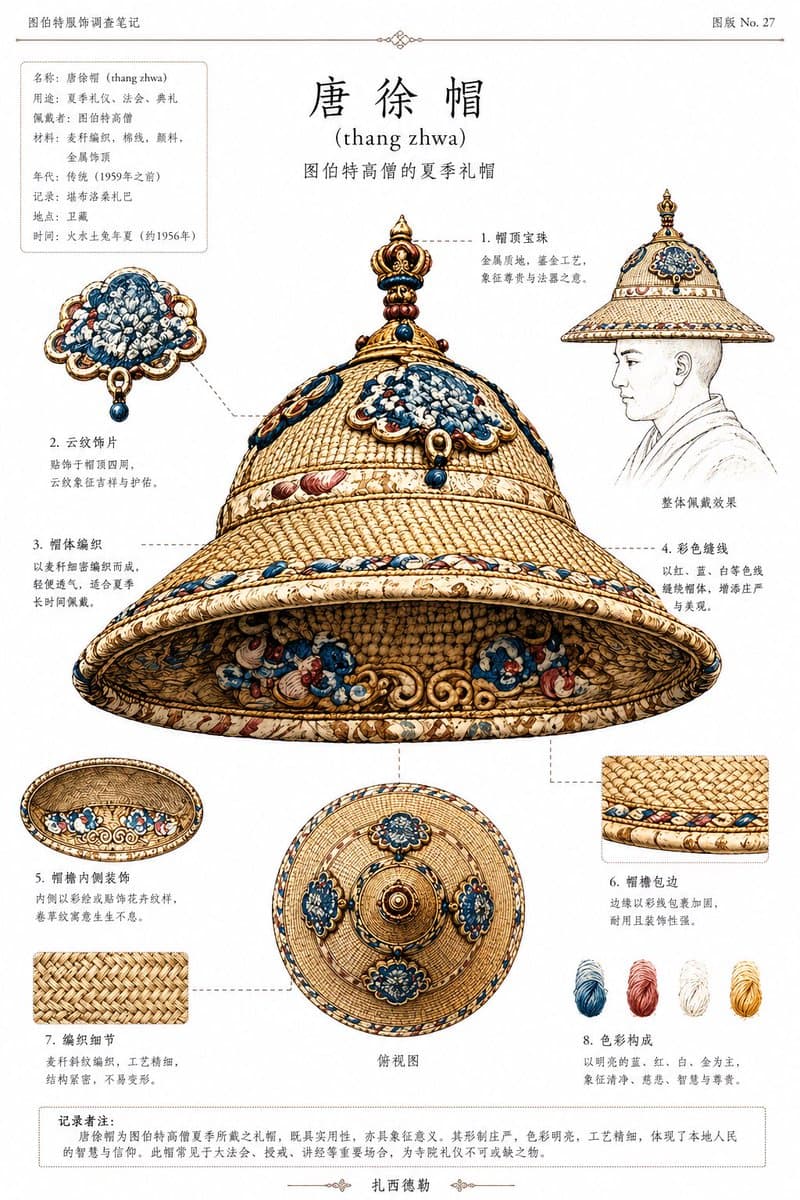 Ethnographic Plate for Tibetan Ceremonial Hat generated image example