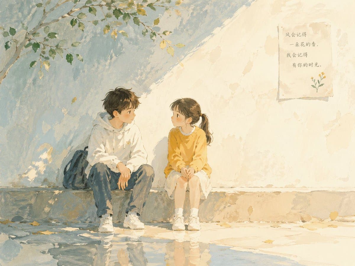 Soft poetic children's book illustration with watercolor and gouache textures... generated image example